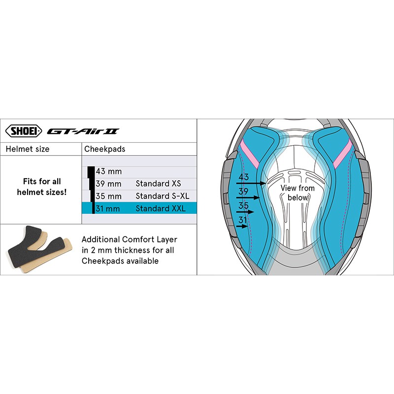 Shoei gt air cheek 2024 pads